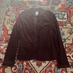 Halogen Burgundy Corduroy Single-Button Blazer
